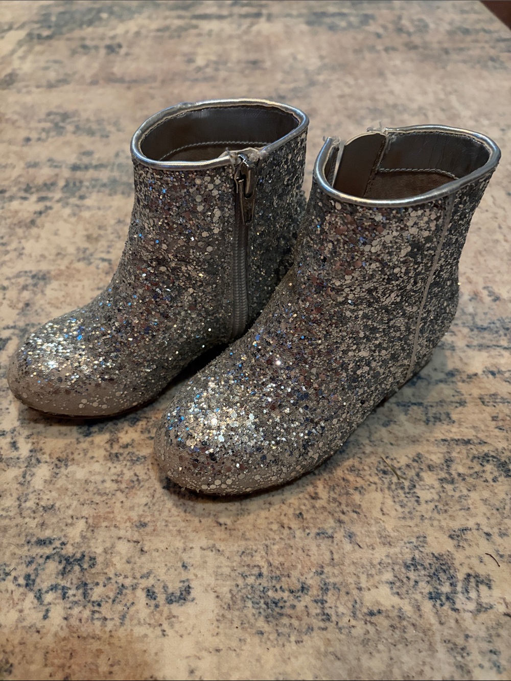 J. Crew Kids Silver Glitter Ankle Boots